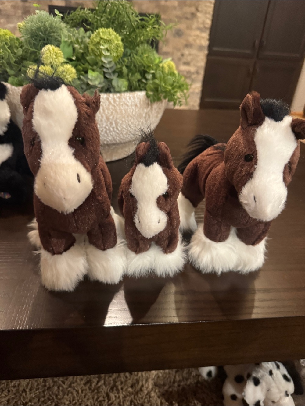 Plush Brown and White Horses -